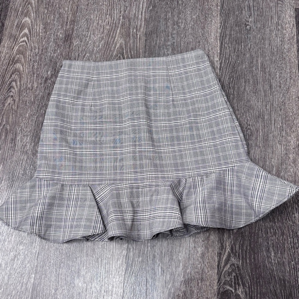 Plaid Ruffle Mini Skirt Academia High Waist Pleated Check - Picture 9 of 9